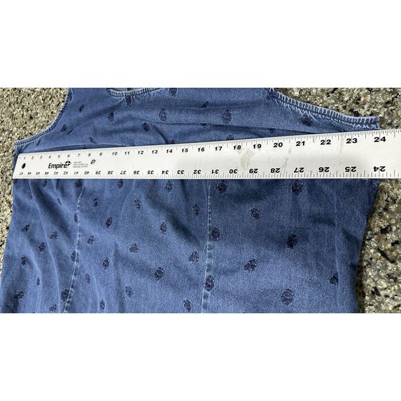 Charter Club Dress Womens 16W Sleeveless Denim Embroidered Floral Midi Pockets - Picture 3 of 5